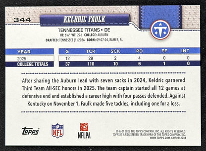 Keldric Faulk 2026 Topps Flagship Fanatics Foil Titans
