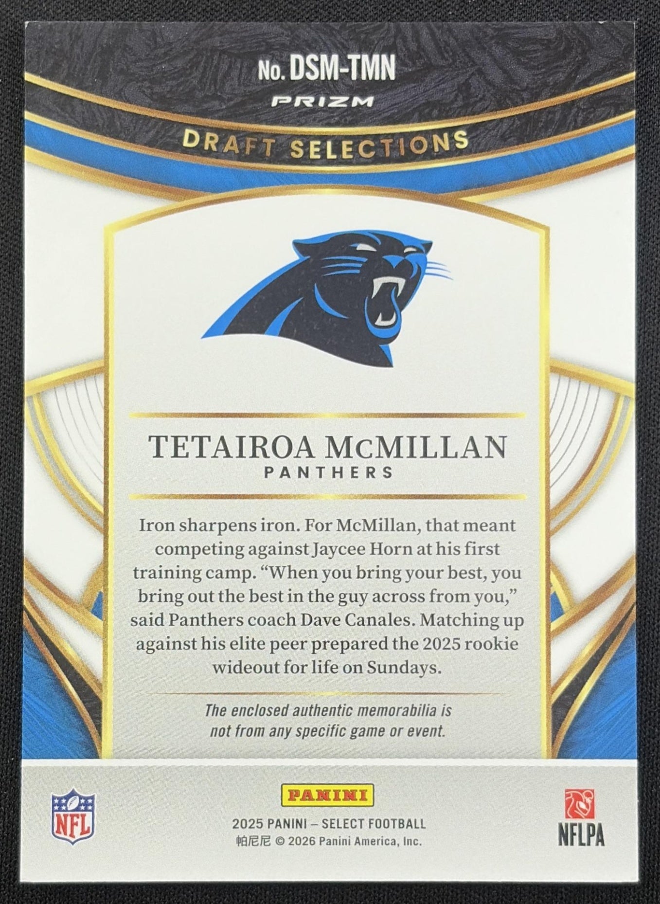 Tetairoa McMillan 2025 Panini Select Draft Selections Memorabilia Red Prizm Panthers