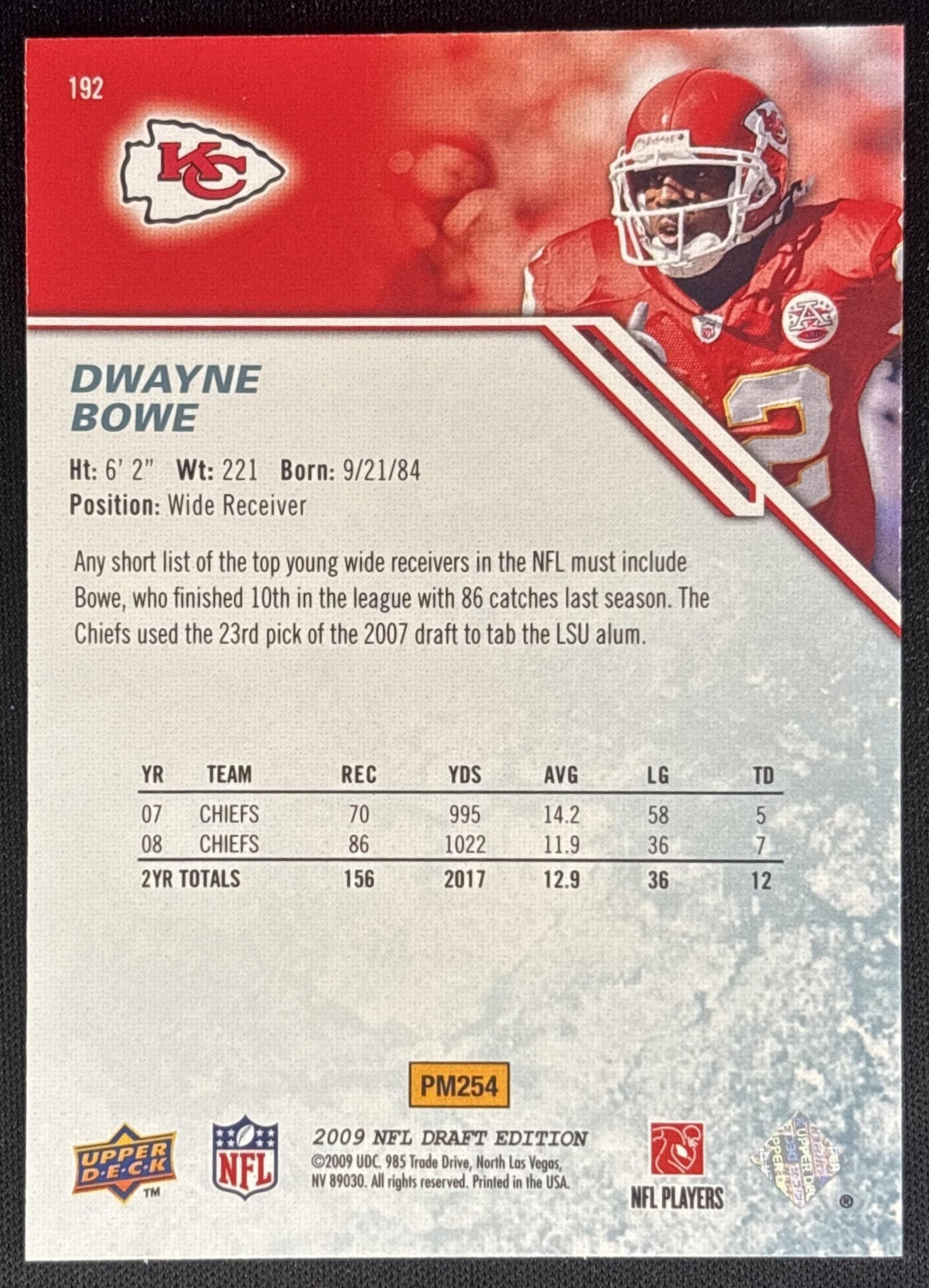 Dwayne Bowe 2009 Upper Deck Draft Edition Platinum /10 Chiefs Sports Trading Cards