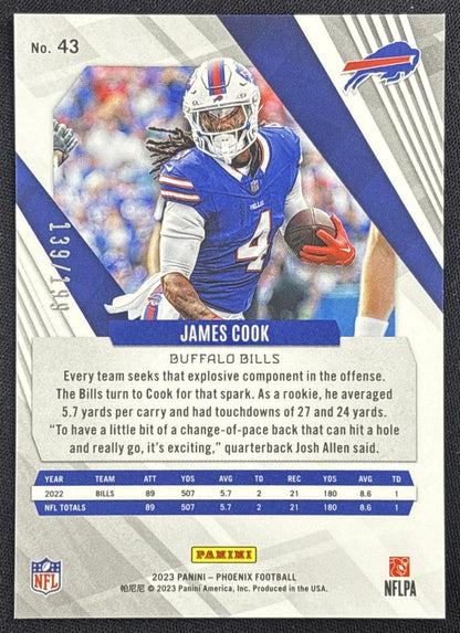 James Cook 2023 Panini Phoenix Red Seismic /199 Bills