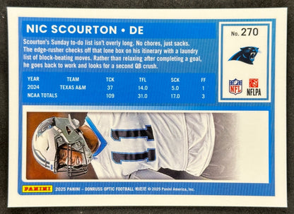 Nic Scourton 2025 Donruss Optic Rated Rookie Panthers Sports Trading Card