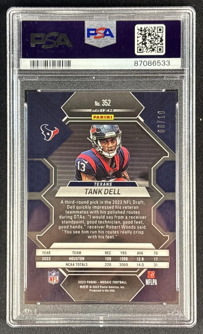 Tank Dell 2023 Panini Mosaic Pink Fluorescent Mosaic Prizm /10 PSA 9