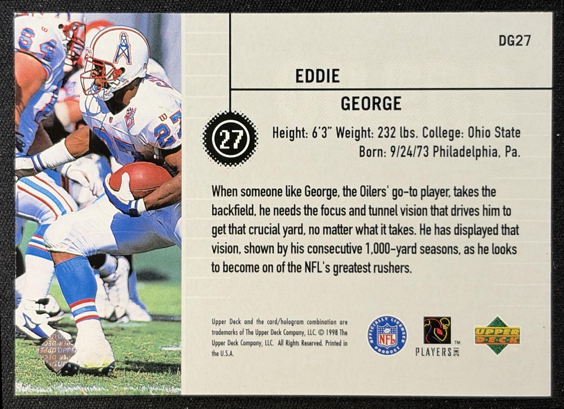 Eddie George 1998 Upper Deck Define the Game Titans