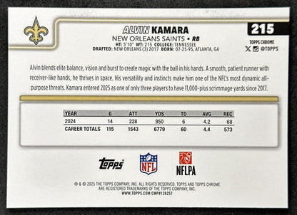 Alvin Kamara 2025 Topps Chrome Sapphire Saints Sports Trading Cards