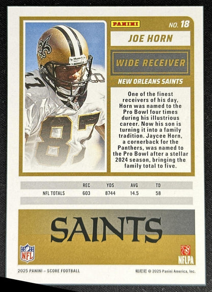 Joe Horn 2025 Panini Score Bats /399 Saints