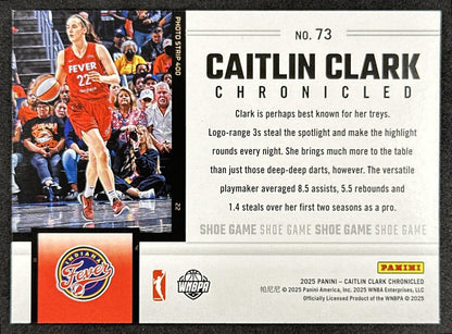 Caitlin Clark 2025 Panini Chronicled Shoe Game Red Cracked Ice Fever 73 Indiana Fever