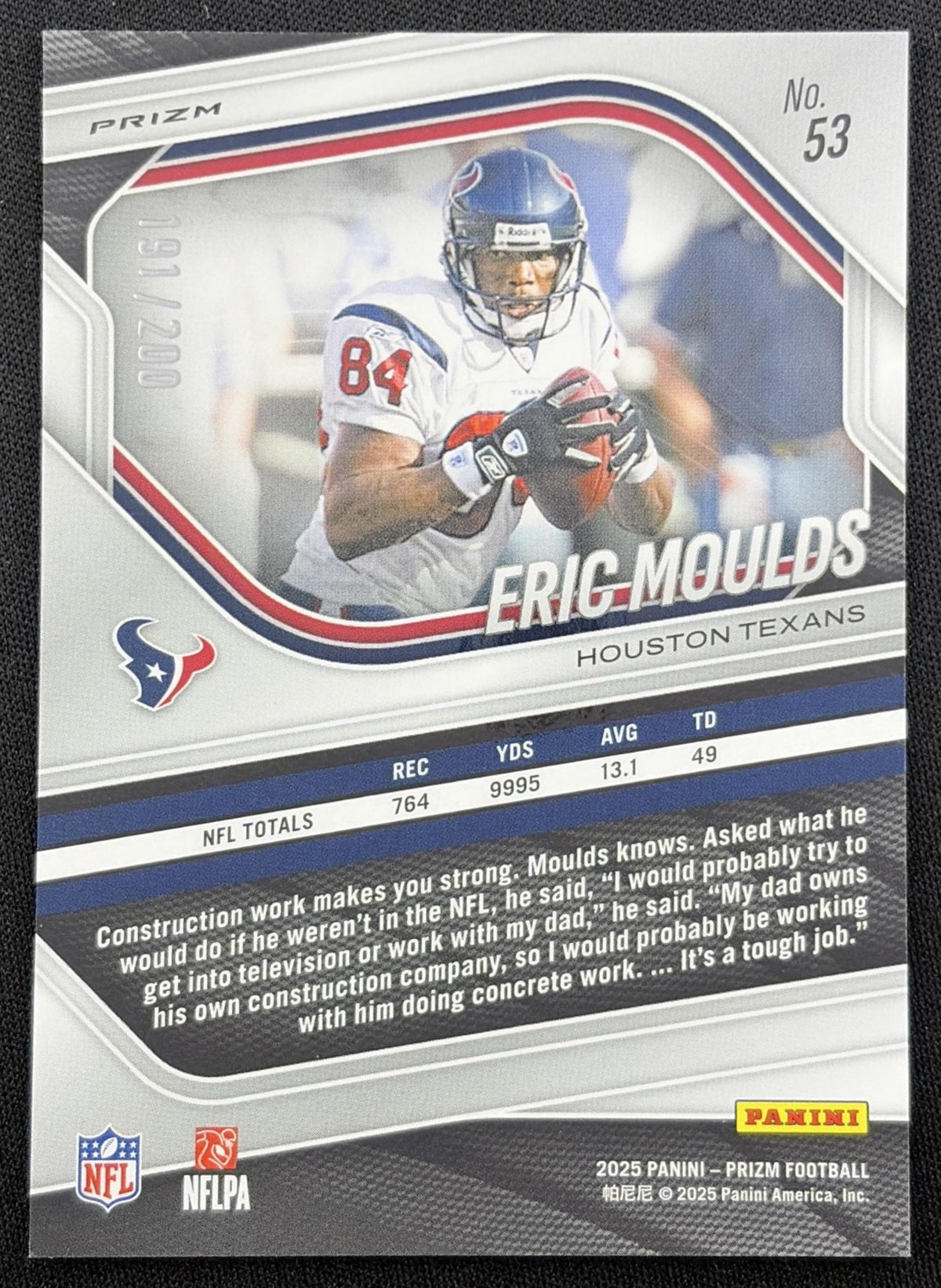 Eric Moulds 2025 Panini Prizm Hyper /200 Texans