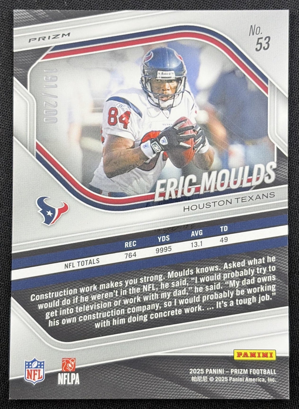 Eric Moulds 2025 Panini Prizm Hyper /200 Texans