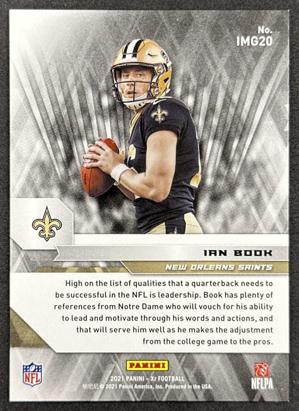 Ian Book 2021 Panini XR Impending Greatness Red /149 Saints back