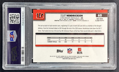 Trey Hendrickson 2025 Topps Chrome Team Camo Variation PSA 9 Bengals back