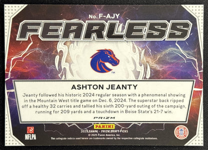 Ashton Jeanty 2025 Panini Prizm Draft Picks Fearless Red Ice Raiders back