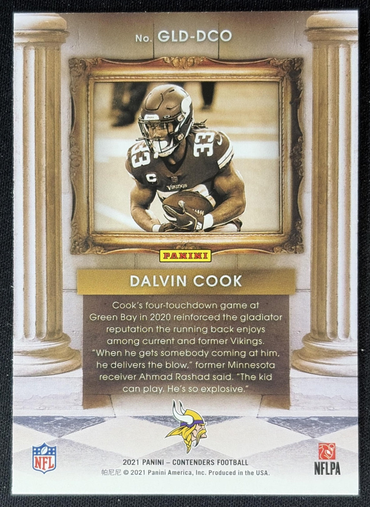 Dalvin Cook 2021 Panini Contenders Gladiators Vikings back