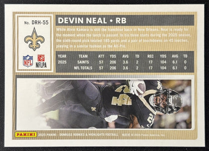 Devin Neal 2025 Panini Donruss Rookies & Highlights Saints Sports Trading Cards
