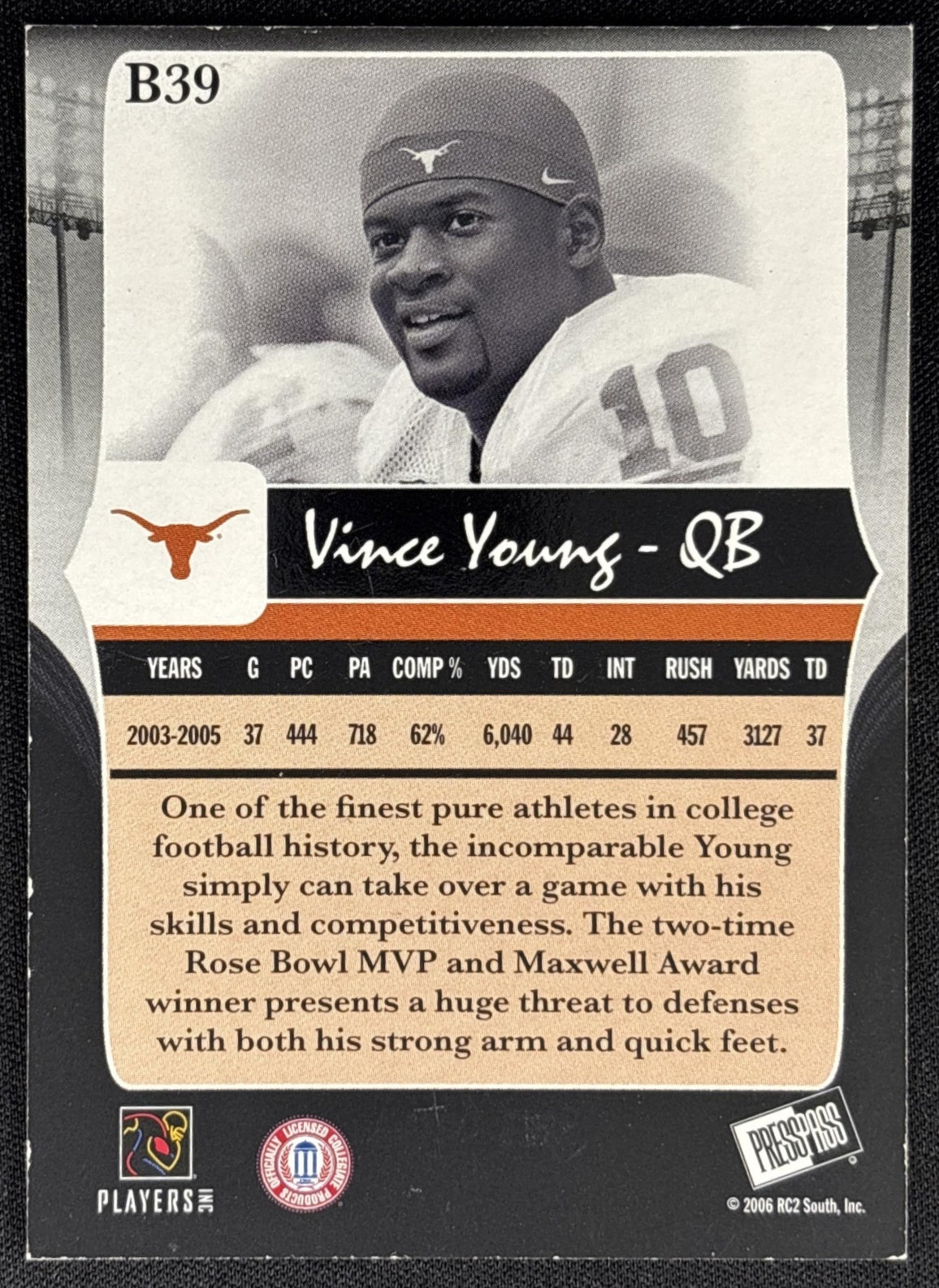 Vince Young 2006 Press Pass Legends Bronze /999 Longhorns