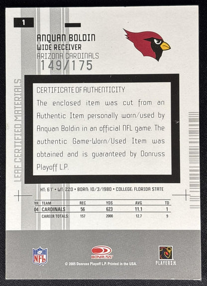 Anquan Boldin 2005 Donruss Throwback Threads Green /175 Cardinals Sports Trading Cards