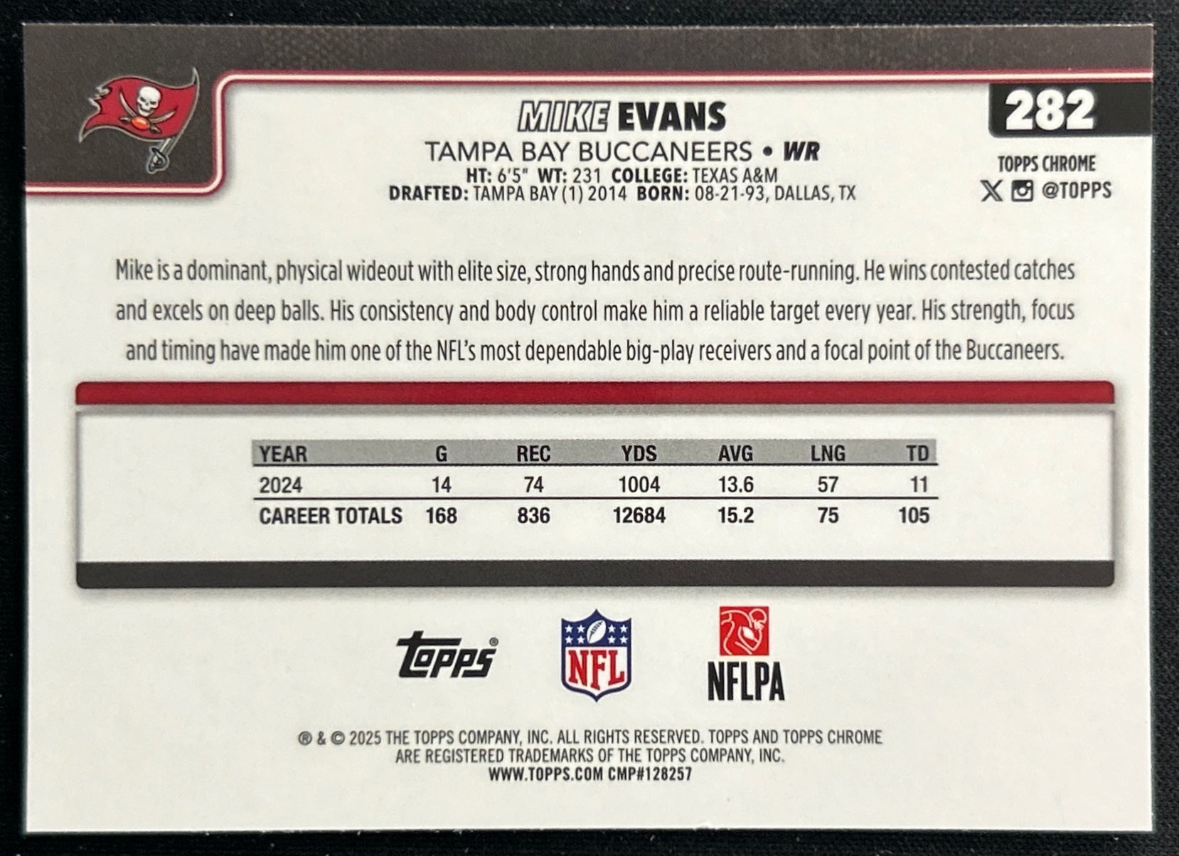 Mike Evans 2025 Topps Chrome Buccaneers Sports Trading Cards