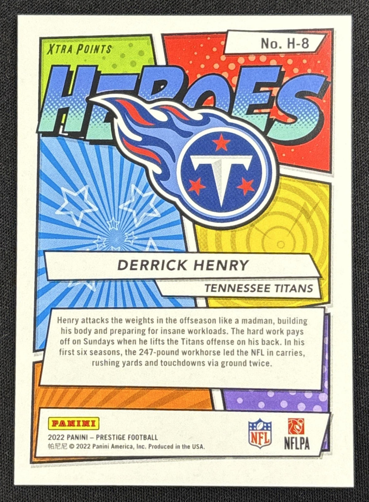 Derrick Henry 2022 Panini Prestige Heroes Xtra Points Red /449 Titans