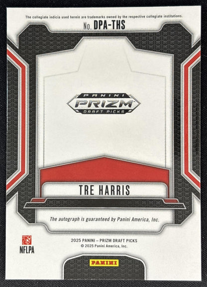 Tre Harris 2025 Panini Prizm Draft Picks Auto Rebels back