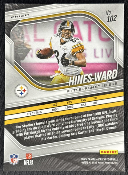 Hines Ward 2025 Panini Prizm Silver Steelers back