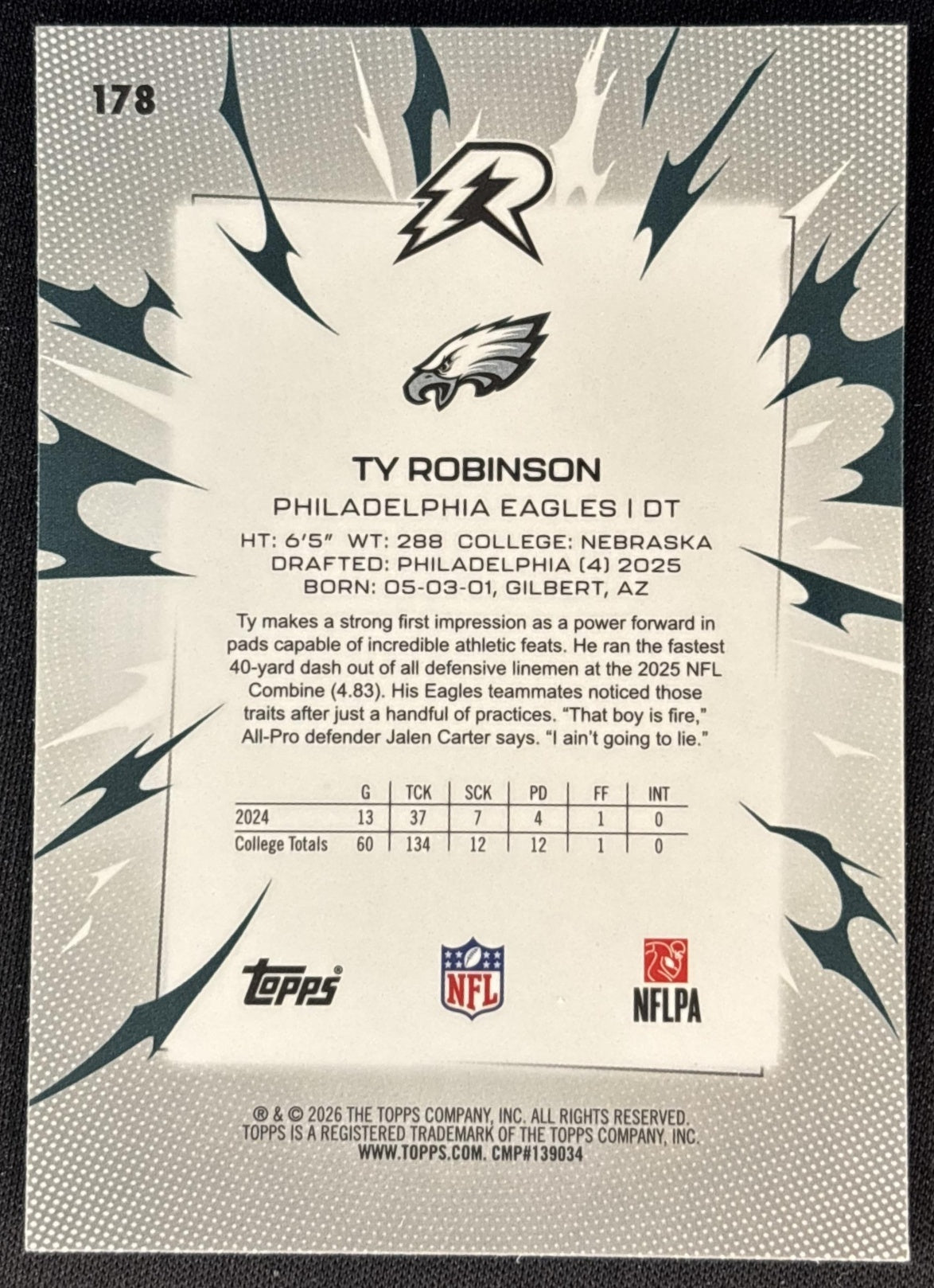 Ty Robinson 2025 Topps Resurgence Eagles Sports Trading Cards