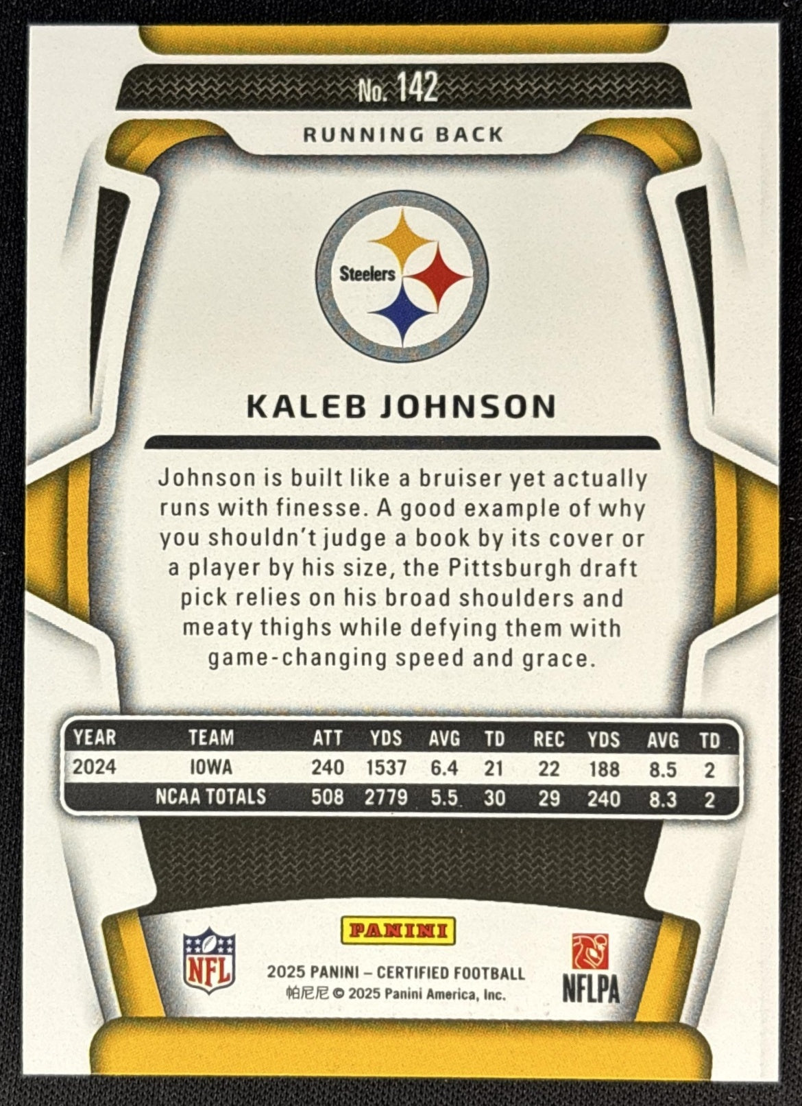 Kaleb Johnson 2025 Panini Certified Rookies Mirror Purple /299