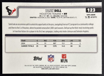 Tank Dell 2025 Topps Chrome Neon Pulse Refractor Texans Sports Trading Card