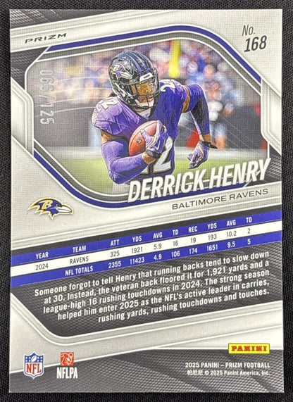 Derrick Henry 2025 Panini Prizm No Huddle Blue /125 Ravens