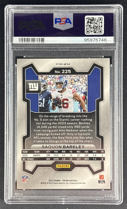 Saquon Barkley 2023 Panini Prizm Press Proof PSA 10 Giants back