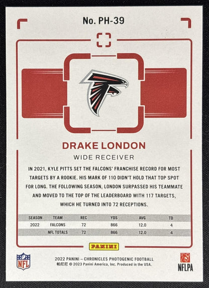 Drake London 2022 Panini Chronicles Photogenic Orange Falcons Sports Trading Cards