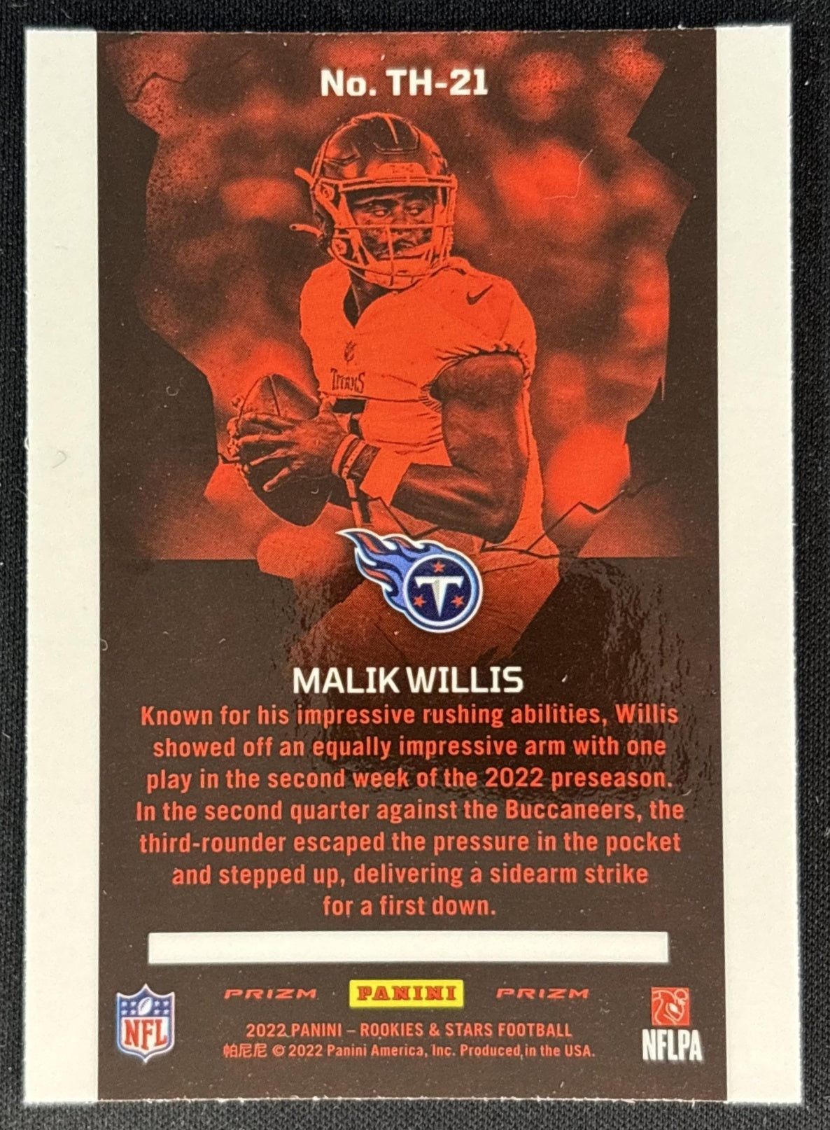 Malik Willis 2022 Panini Rookies & Stars Thrillers Red Plaid Titans Sports Trading Cards