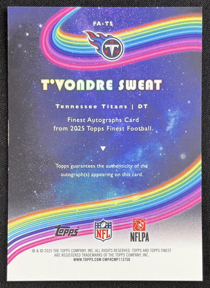 T'Vondre Sweat 2025 Topps Finest Auto Titans