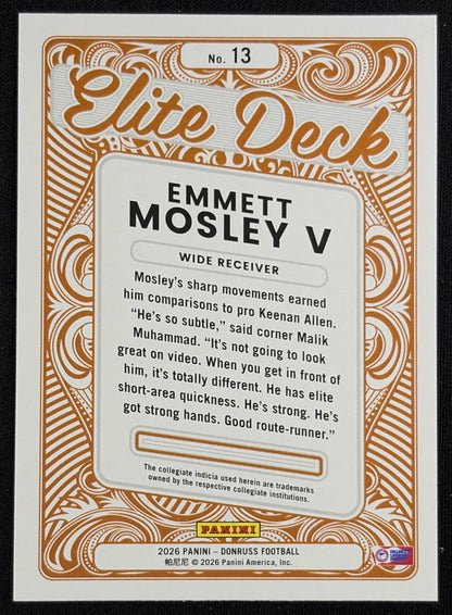 Emmett Mosley V 2026 Panini Donruss Elite Deck Longhorns