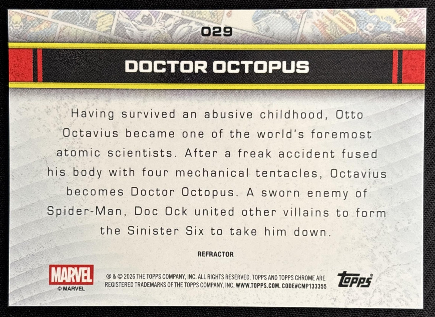 Doctor Octopus 2026 Topps Chrome Marvel Comics Refractor back