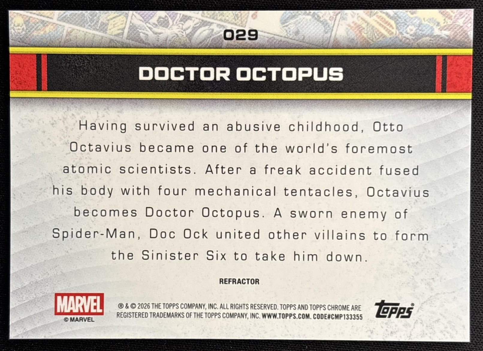Doctor Octopus 2026 Topps Chrome Marvel Comics Refractor back
