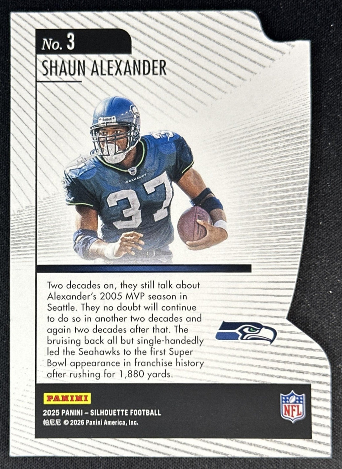 Shaun Alexander 2025 Panini Silhouette Hand Crafted MVP Seahawks