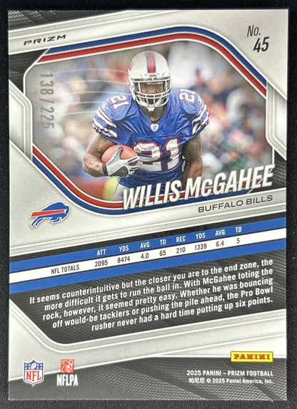 Willis McGahee 2025 Panini Prizm Purple Ice /225 Bills back