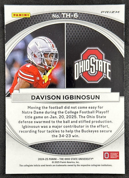 Davison Igbinosun 2025 Panini Ohio State University Trophy Hunting Silver Buckeyes back
