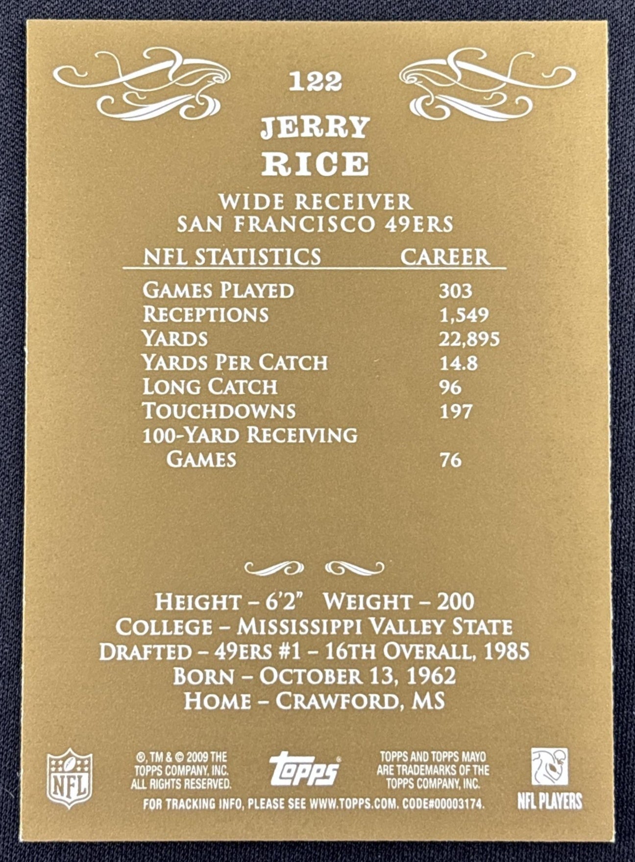 Jerry Rice 2009 Topps Mayo Silver 49ers