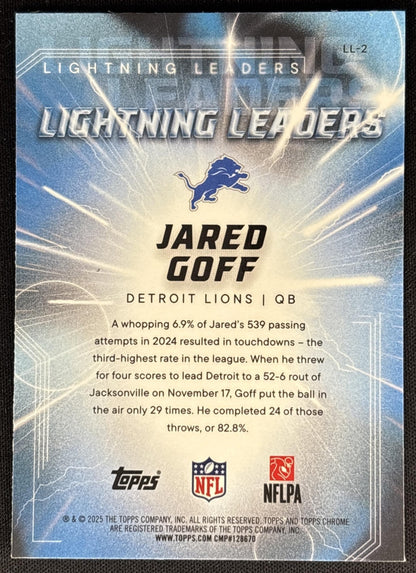 Jared Goff 2025 Topps Chrome Lightning Leaders Sports Trading Cards