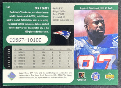 Ben Coates 1998 SPx Finite /10100 Patriots back