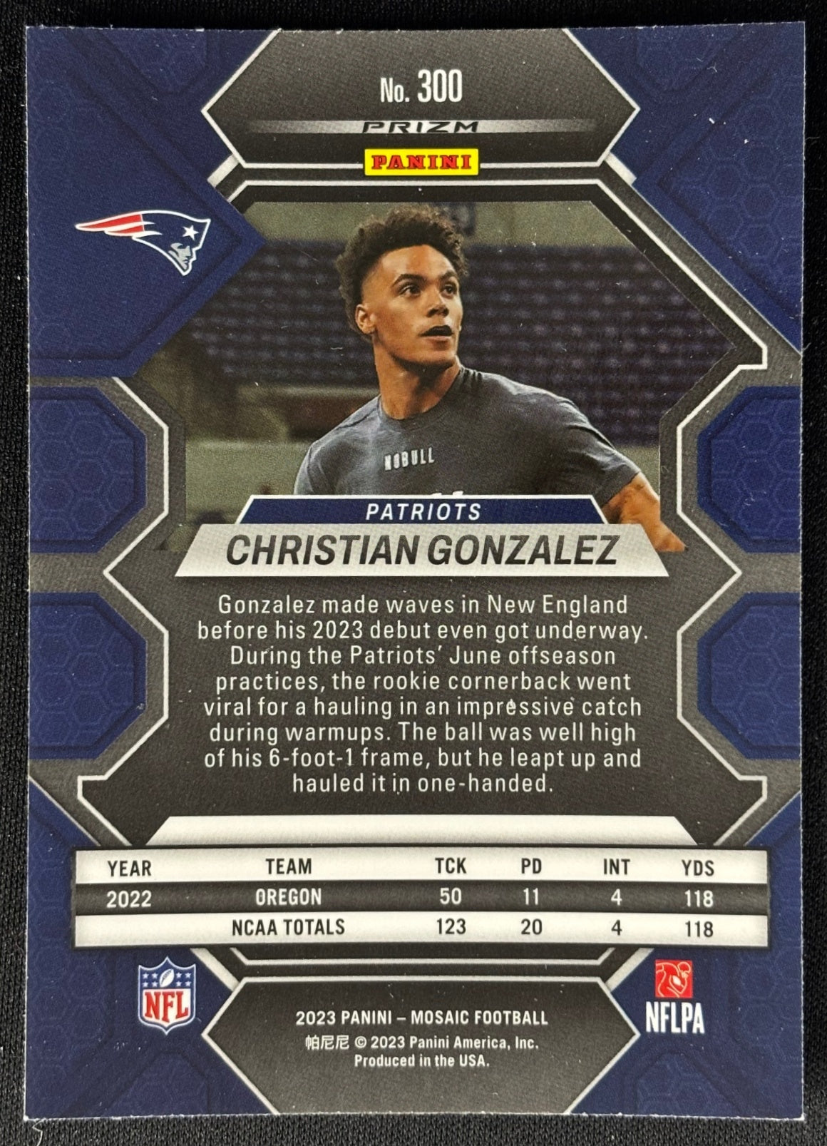 Christian Gonzalez 2023 Mosaic Patriots - Back