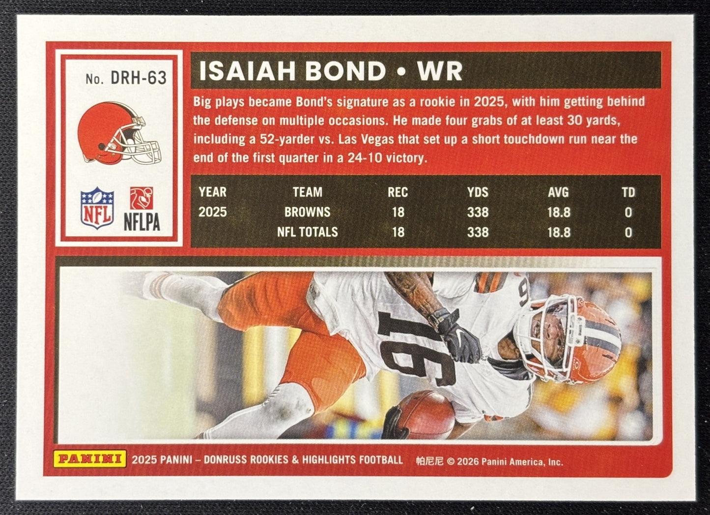Isaiah Bond 2025 Panini Donruss Rookies & Highlights Browns Sports Trading Cards