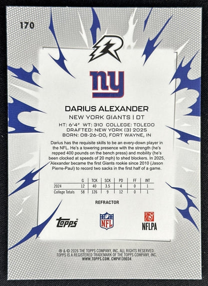 Darius Alexander 2025 Topps Resurgence Refractor Giants