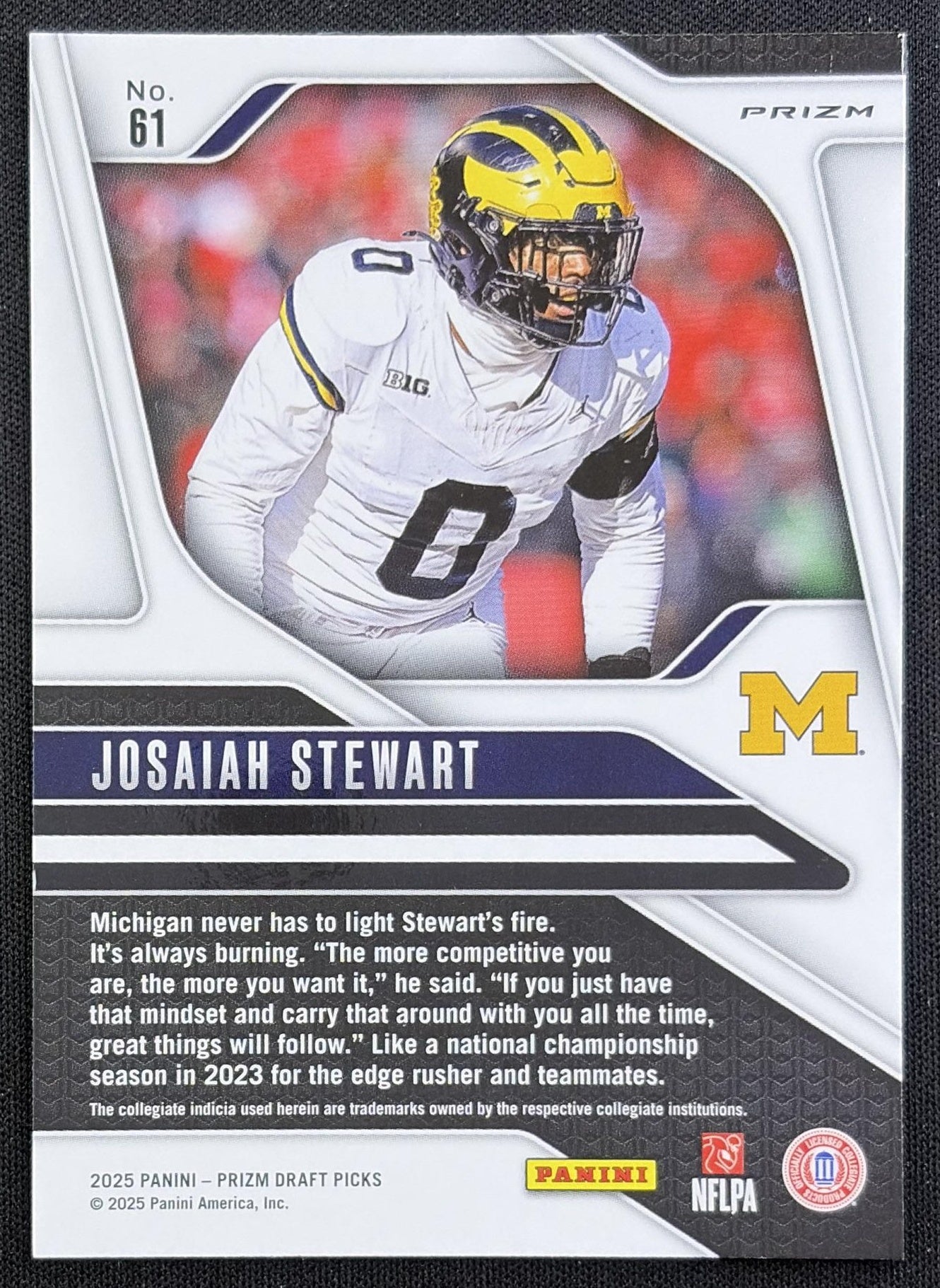 Josaiah Stewart 2025 Panini Prizm Draft Picks Gold Ice Wolverines