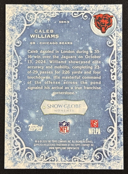 Caleb Williams 2026 Topps Holiday Snow Globe Moments Bears Sports Trading Card