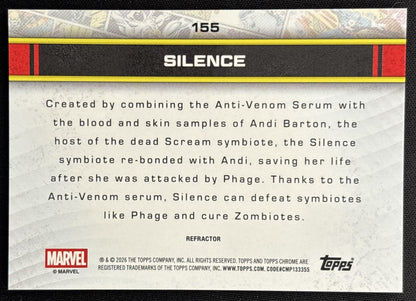 Silence 2026 Topps Chrome Marvel Comics Refractor back