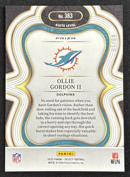 Ollie Gordon II 2025 Panini Select Suite Level Gold Disco Prizm /10 Dolphins