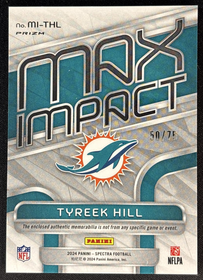 Tyreek Hill 2024 Panini Spectra Max Impact Hyper /75 Dolphins Sports Trading Card