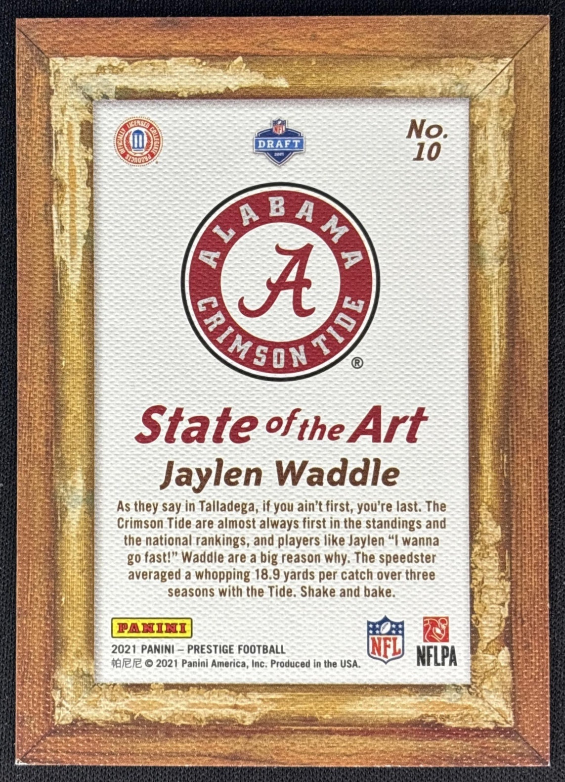 Jaylen Waddle 2021 Panini Prestige State of the Art Crimson Tide Back
