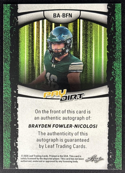 Brayden Fowler-Nicolosi 2026 Leaf Paydirt Auto Platinum /15 back